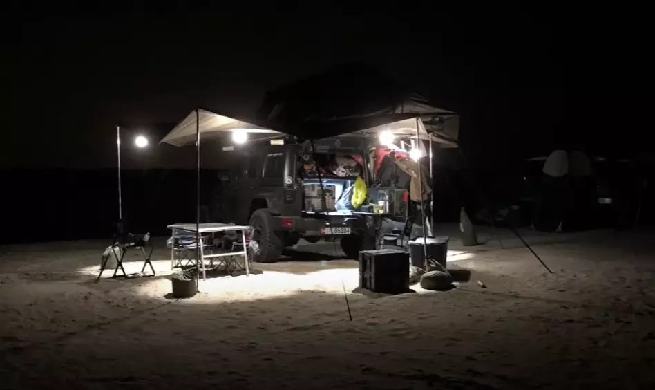 Jeep Camping at Night