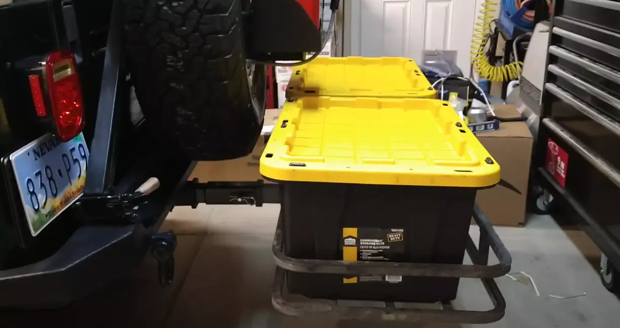 Jeep Hitch Rack Installed in a Jeep Wrangler