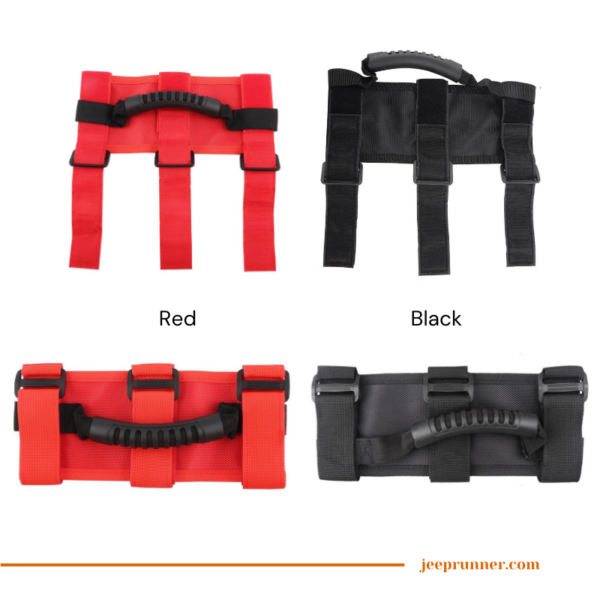 Group Image featuring a variety of black and red Grab Handles for Jeep Wrangler, showcasing color variations