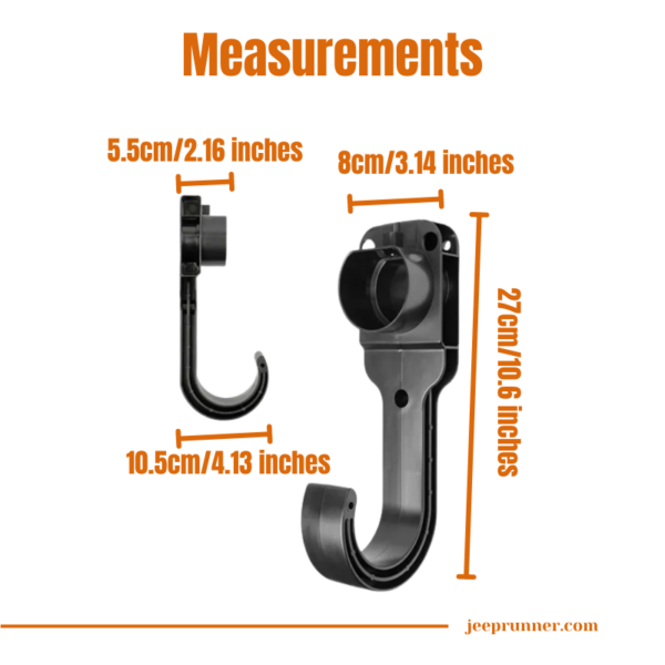 A visual guide displaying the precise measurements of the Jeep Charger Holster Dock, ensuring a perfect fit for your charging setup. The image provides a detailed look at the dimensions, emphasizing the product's commitment to a tailored and secure installation.